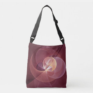 Abstract Elegant Modern Wine Red Fractal Art Crossbody Bag