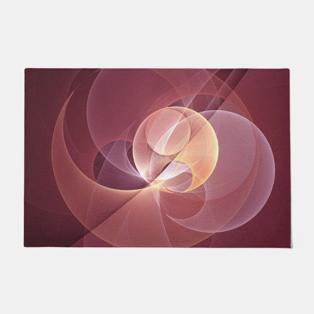 Abstract Elegant Modern Wine Red Fractal Art Doormat (Front)