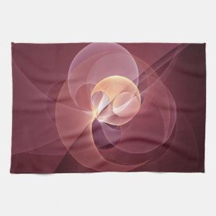 Abstract Elegant Modern Wine Red Fractal Art Kitchen Towel