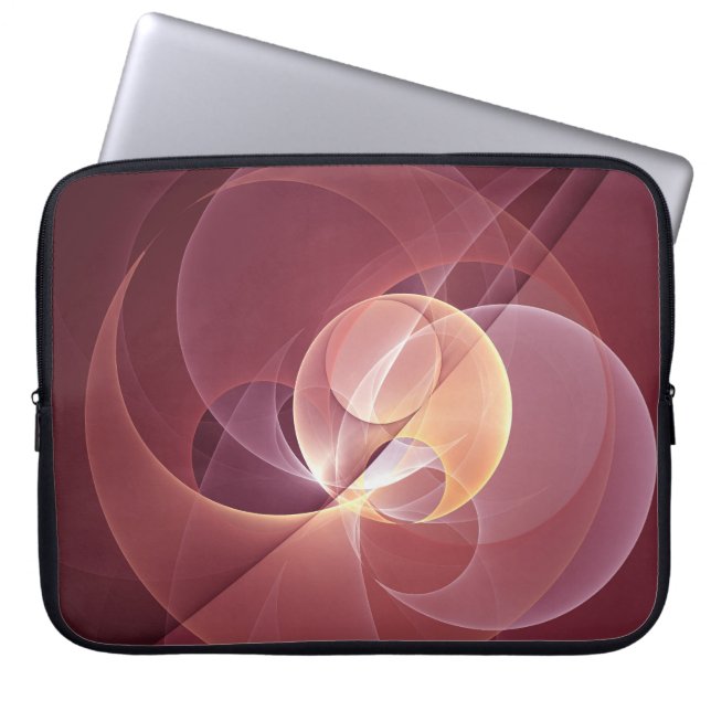 Abstract Elegant Modern Wine Red Fractal Art Laptop Sleeve (Front)