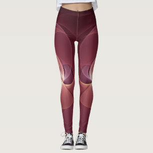 Abstract Elegant Modern Wine Red Fractal Art Leggings