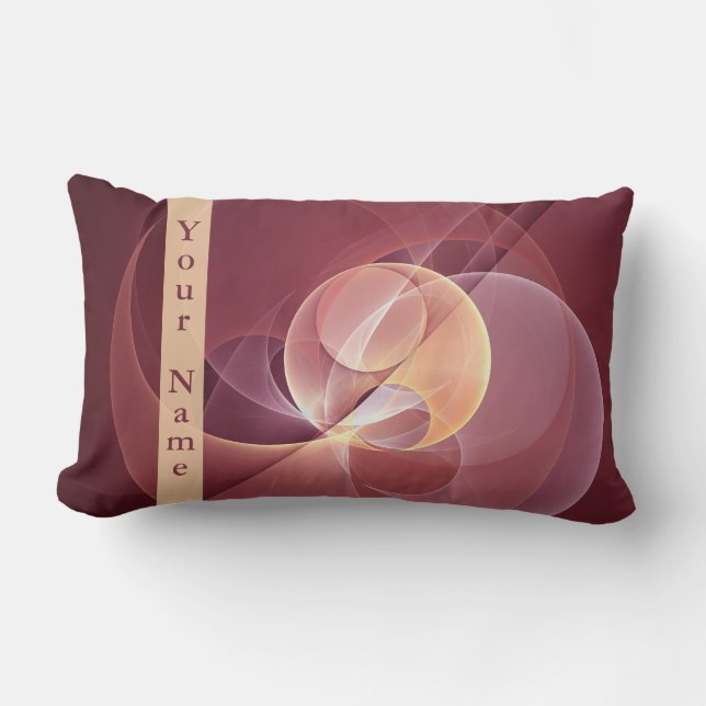 Abstract Elegant Modern Wine Red Fractal Art Name Lumbar Pillow (Front)