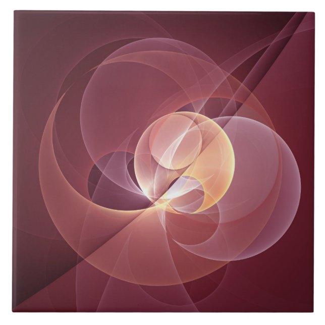Abstract Elegant Modern Wine Red Fractal Art Tile (Front)