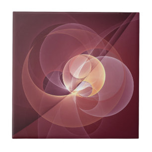 Abstract Elegant Modern Wine Red Fractal Art Tile