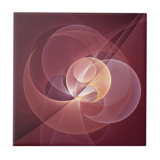 Abstract Elegant Modern Wine Red Fractal Art Tile (Front)