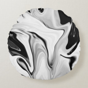 Abstract elegant retro colours digital fluid black round pillow