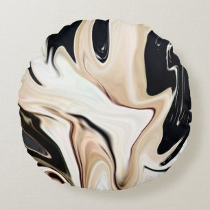 Abstract elegant retro colours digital fluid textu round pillow