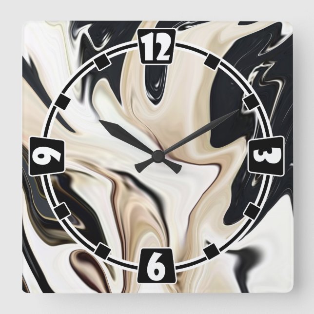 Abstract elegant retro colours digital fluid textu square wall clock (Front)