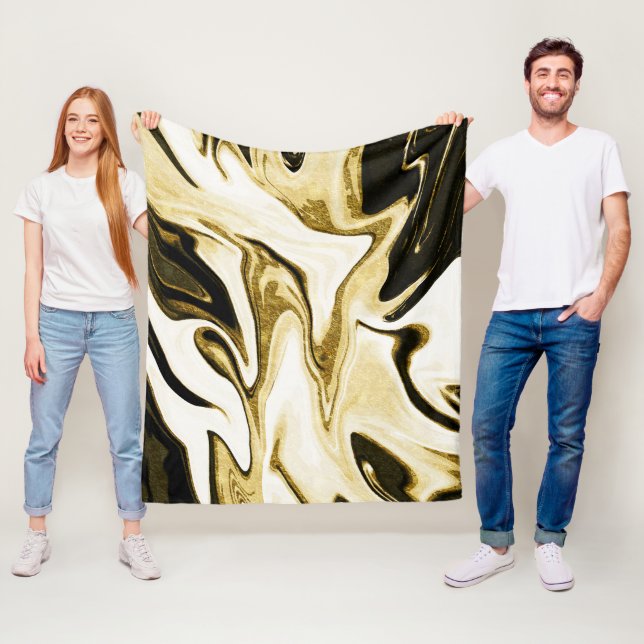 Abstract elegant retro digital fluid liquid marble fleece blanket (In Situ)