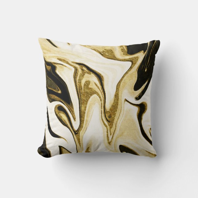 Abstract elegant retro digital fluid liquid marble throw pillow (Front)