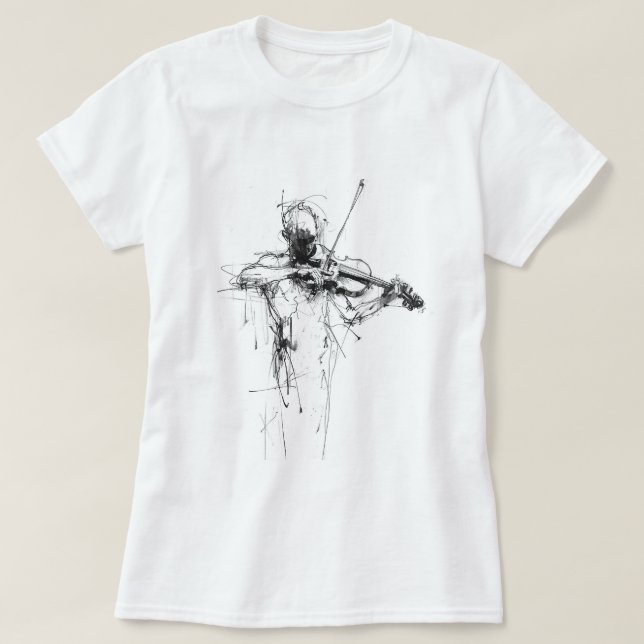 Abstract Elegant Violinist T-Shirt (Design Front)