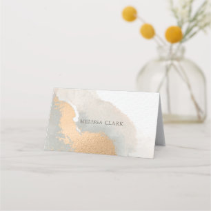Abstract Elegant Watercolor Gold Place Card