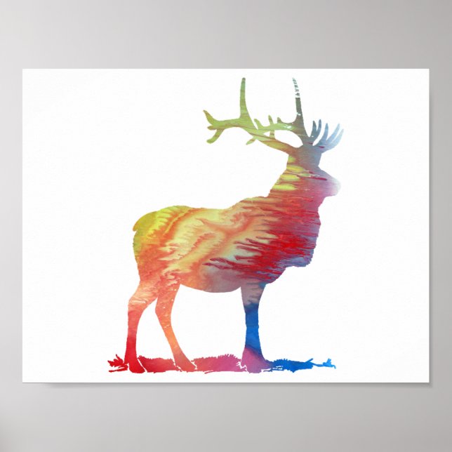 Abstract Elk silhouette Poster (Front)
