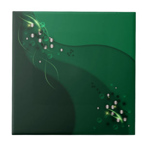 Abstract Emerald Green Layout and Gold Ornaments Tile