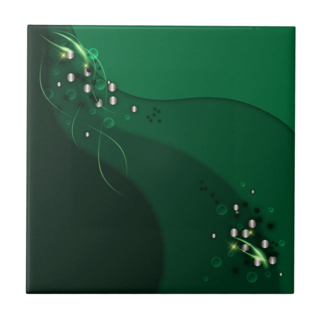 Abstract Emerald Green Layout and Gold Ornaments Tile (Front)