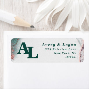 Abstract Emerald Green Monogram Return Address