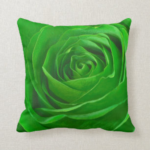 Abstract Emerald Green Rose Centre Photograph Throw Pillow