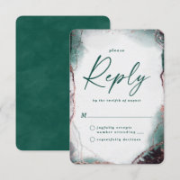 Abstract Emerald Green Wedding RSVP Reply Card
