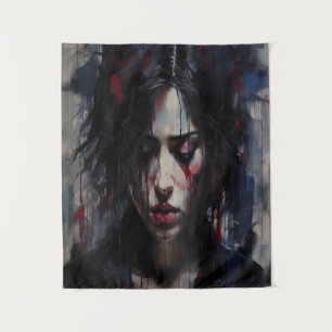 Abstract Emotional Portrait Contemporary Art Tapestry