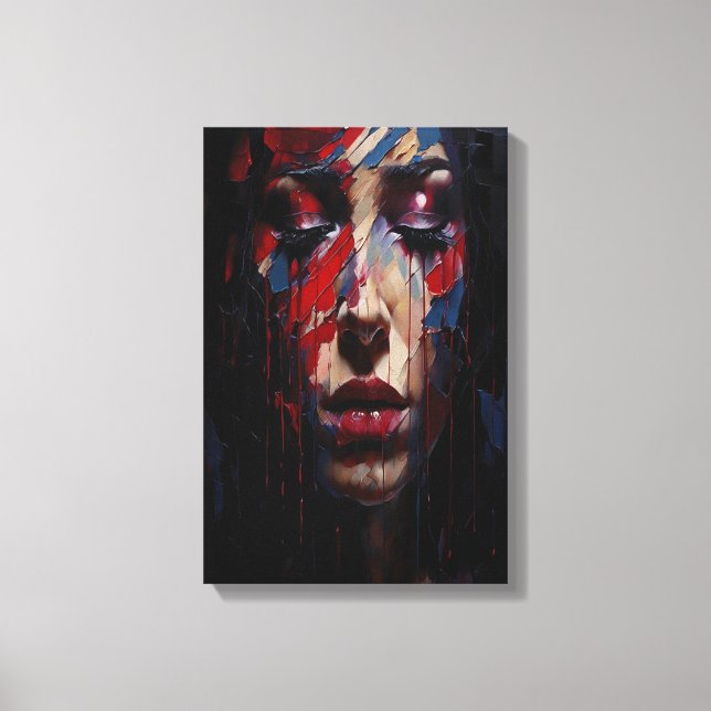 Abstract Emotional Portrait Expressionist Art Canvas Print (Front)