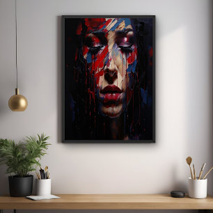Abstract Emotional Portrait Expressionist Art Poster