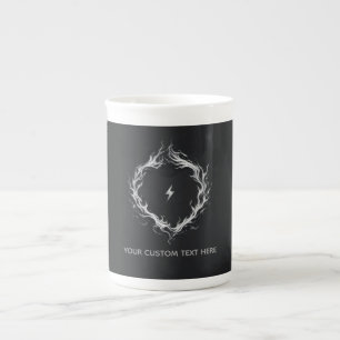 Abstract Energy Circle– Customizable Text Bone China Mug