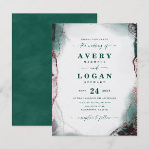 Abstract Ethereal Emerald Green Wedding Invitation