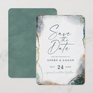 Abstract Ethereal Eucalyptus Green Wedding Save The Date