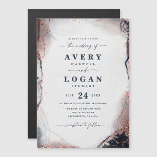 Abstract Ethereal Navy Magnetic Wedding Invitation