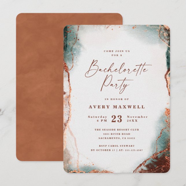 Abstract Ethereal Terra Cotta Bachelorette Party Invitation (Front/Back)