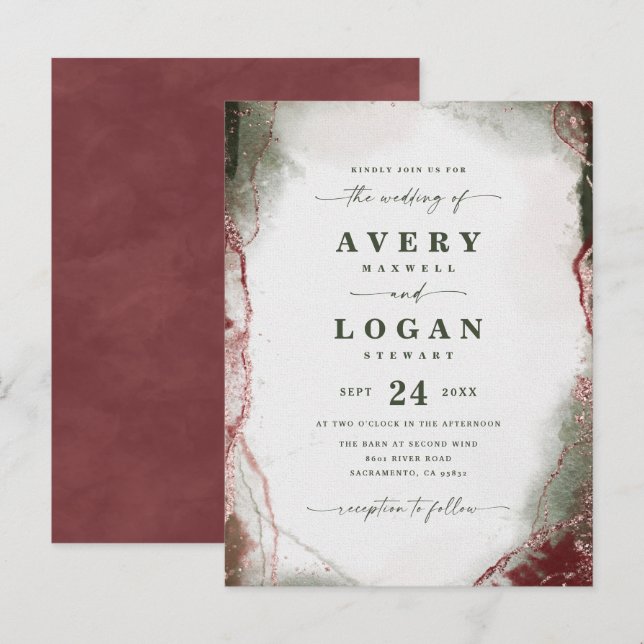 Abstract Ethereal Terra Rosa Wedding Invitation (Front/Back)