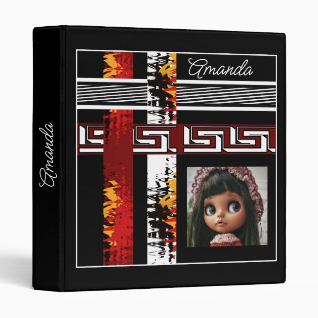 Abstract , ethnic, creative 3 ring binder (Front/Spine)