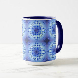Abstract ethnic geometric blue pattern mug
