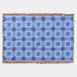 Abstract ethnic geometric blue pattern throw blanket
