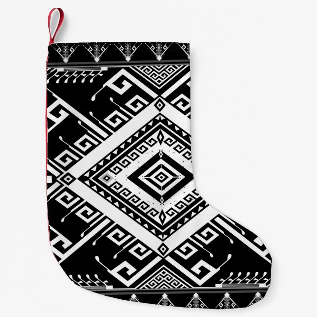 Abstract ethnic geometric pattern background desig small christmas stocking (Front)