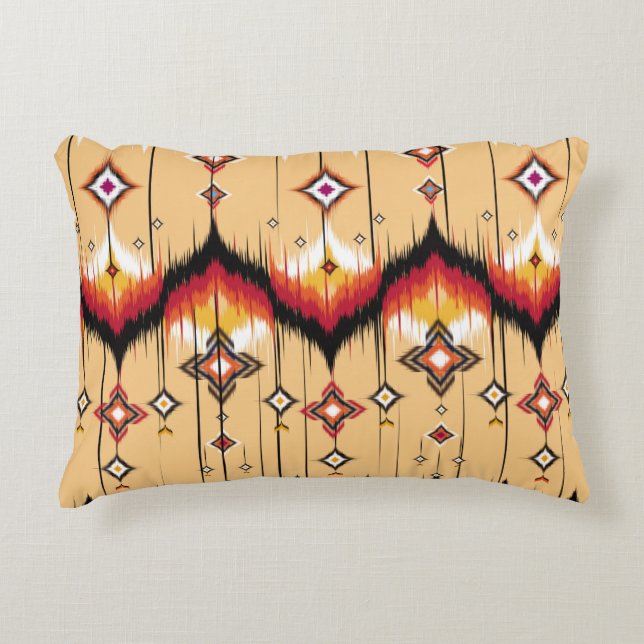 Abstract ethnic geometric pattern background, Ikat Accent Pillow (Front)