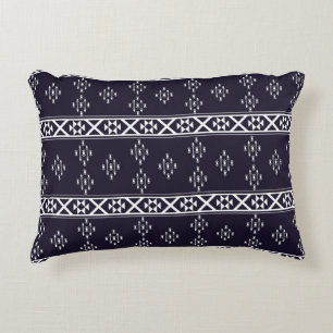 Abstract ethnic geometric pattern design Blue back Accent Pillow