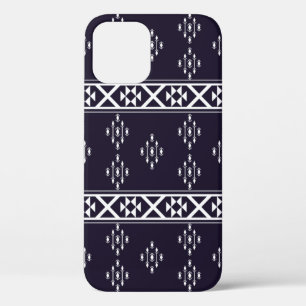 Abstract ethnic geometric pattern design Blue back iPhone 12 Case