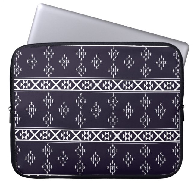 Abstract ethnic geometric pattern design Blue back Laptop Sleeve (Front)
