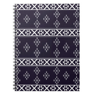 Abstract ethnic geometric pattern design Blue back Notebook