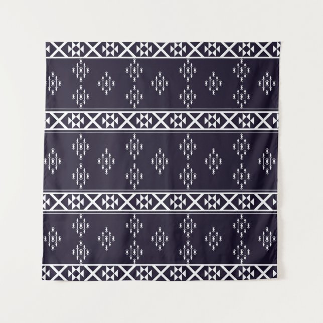 Abstract ethnic geometric pattern design Blue back Tapestry (Front)