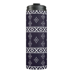Abstract ethnic geometric pattern design Blue back Thermal Tumbler