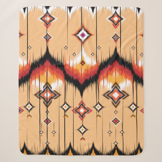 Abstract ethnic geometric pattern design, Ikat geo Sherpa Blanket (Front)