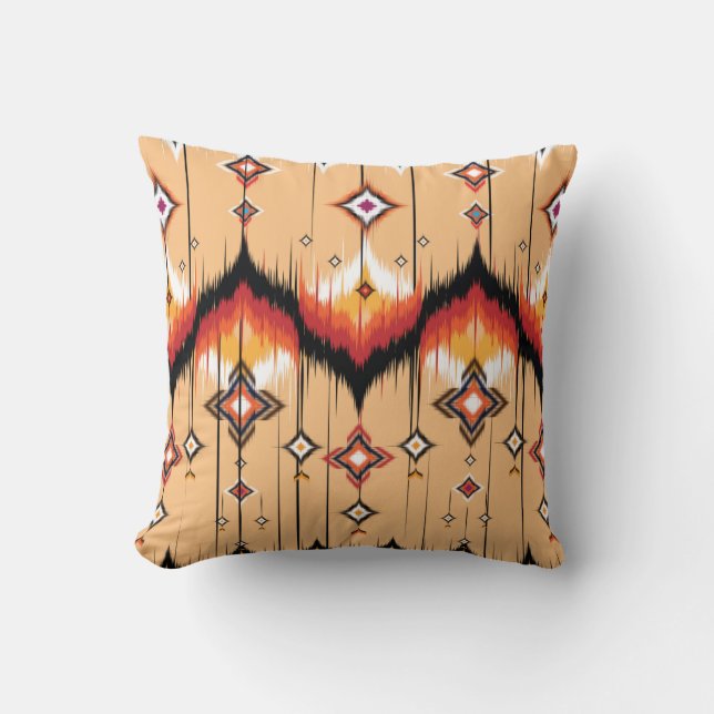Abstract ethnic geometric pattern design, Ikat geo Throw Pillow (Front)
