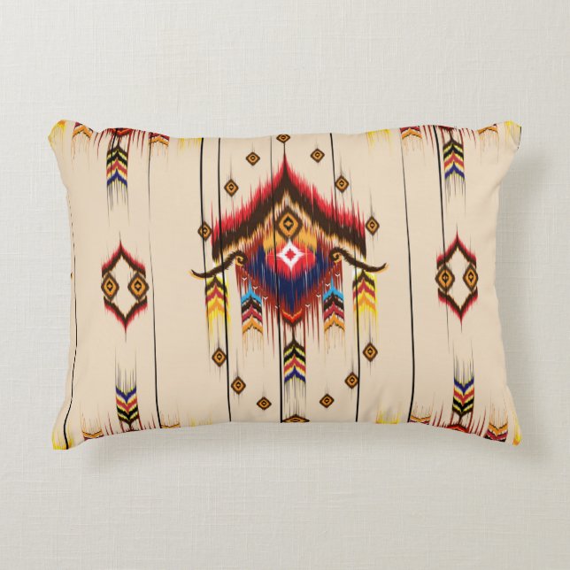 Abstract ethnic geometric pattern, Ikat geometric  Accent Pillow (Front)