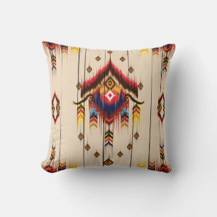 Abstract ethnic geometric pattern, Ikat geometric  Throw Pillow