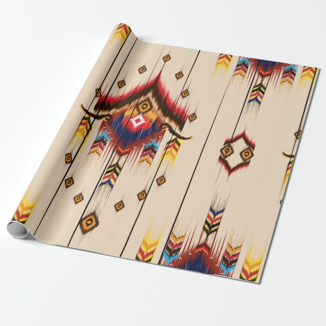 Abstract ethnic geometric pattern, Ikat geometric  Wrapping Paper (Unrolled)