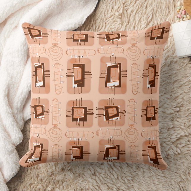 Abstract Ethnic Matrix - Dusty Coral Throw Pillow (Blanket)