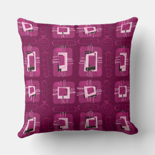 Abstract Ethnic Matrix - Magenta Black Hint Throw Pillow