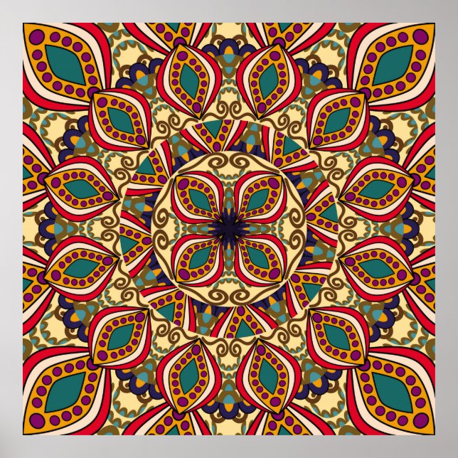 Abstract Ethnic Ornate Backgroundabstract,antique, Poster (Front)